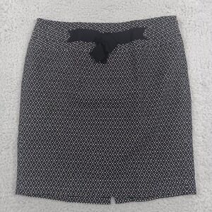 LOFT Skirt Pencil Women 12 Black White Textured Grosgrain Bow Accent